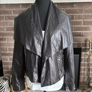 Bagatelle Black Leather Waterfall Jacket